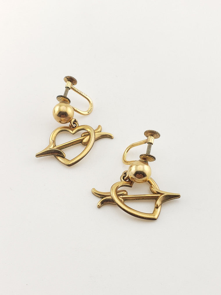 GF Screw Back Heart Earrings