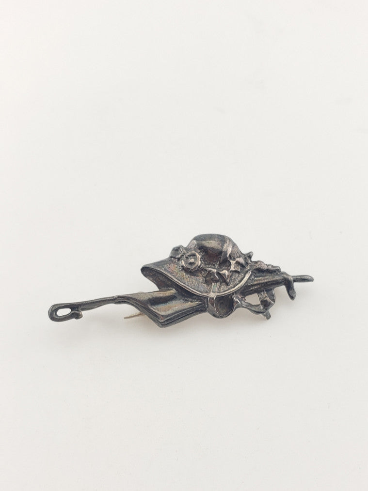 SS Art Nouveau Womans Hat Pendant/Pin