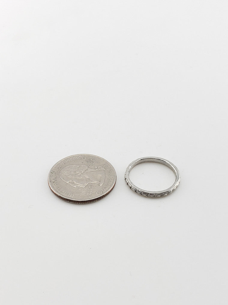 Thin Engraved Platinum Band