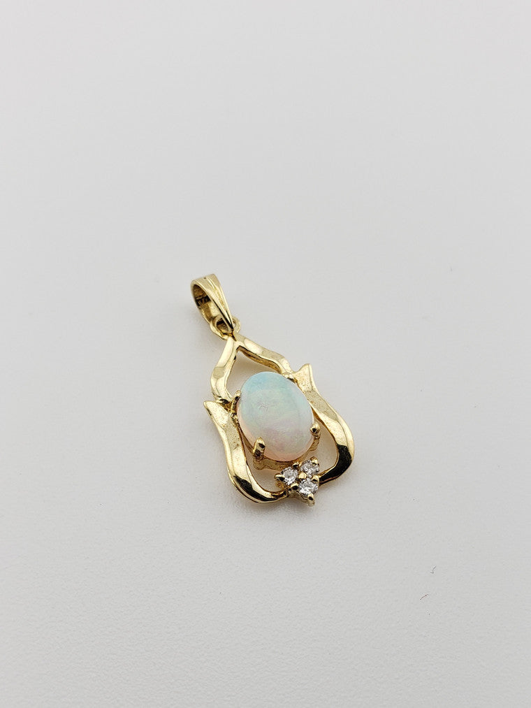 Opal Pendant with Diamonds