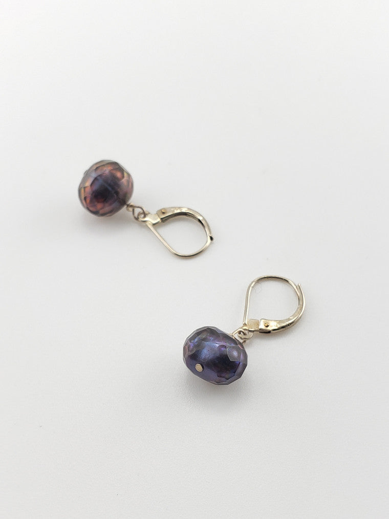 Faceted Gray Pearl Earrings