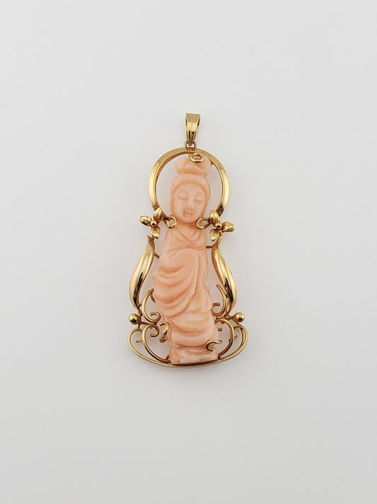 Chinese Goddess Carved 'Angel-Skin Coral'