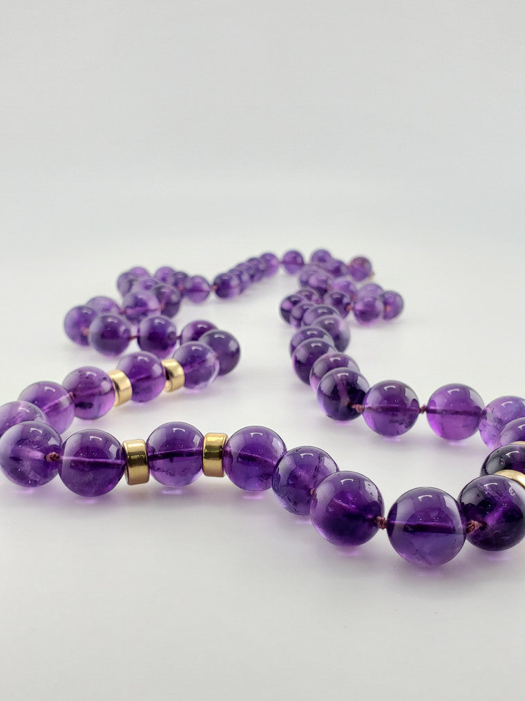 Amethyst Knotted Bead Necklace