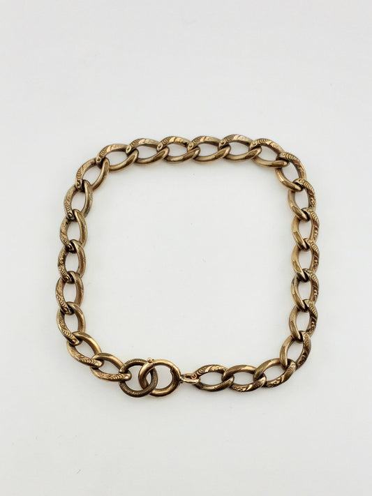 C.1900 GF Engraved Link Chain Bracelet
