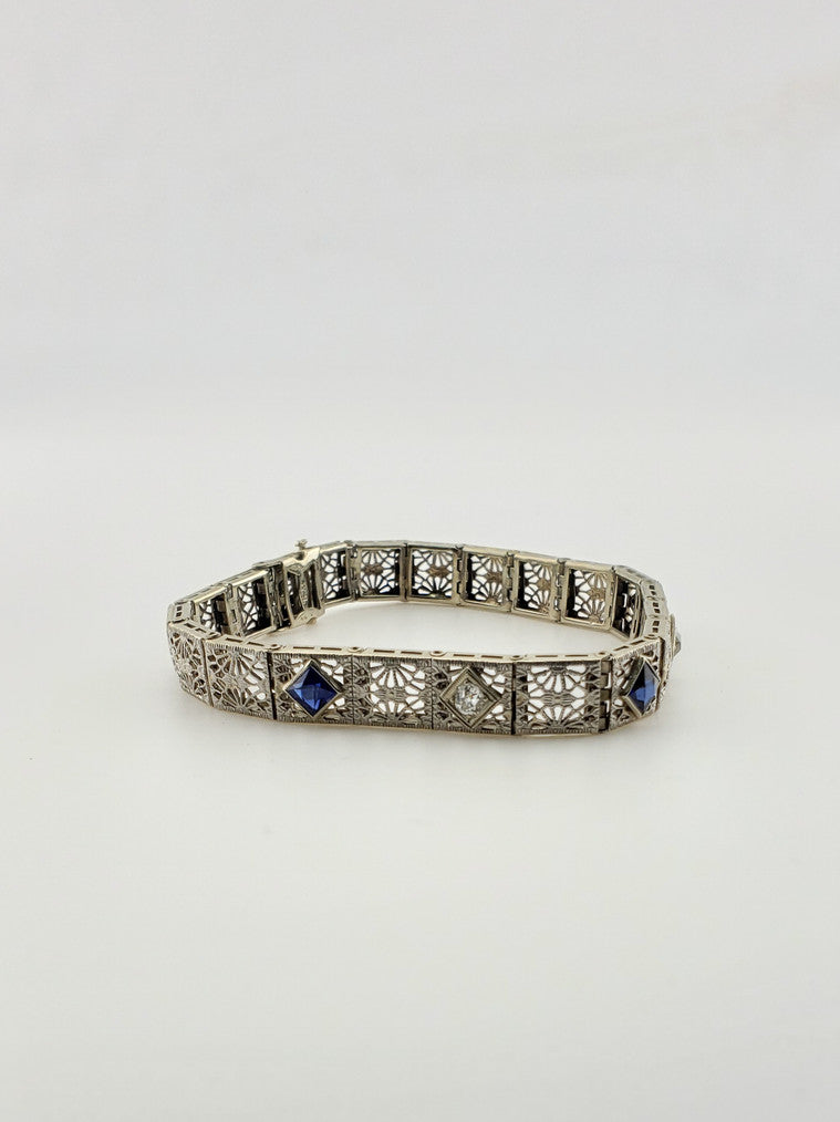 Sapphire and Diamond Filigree Bracelet