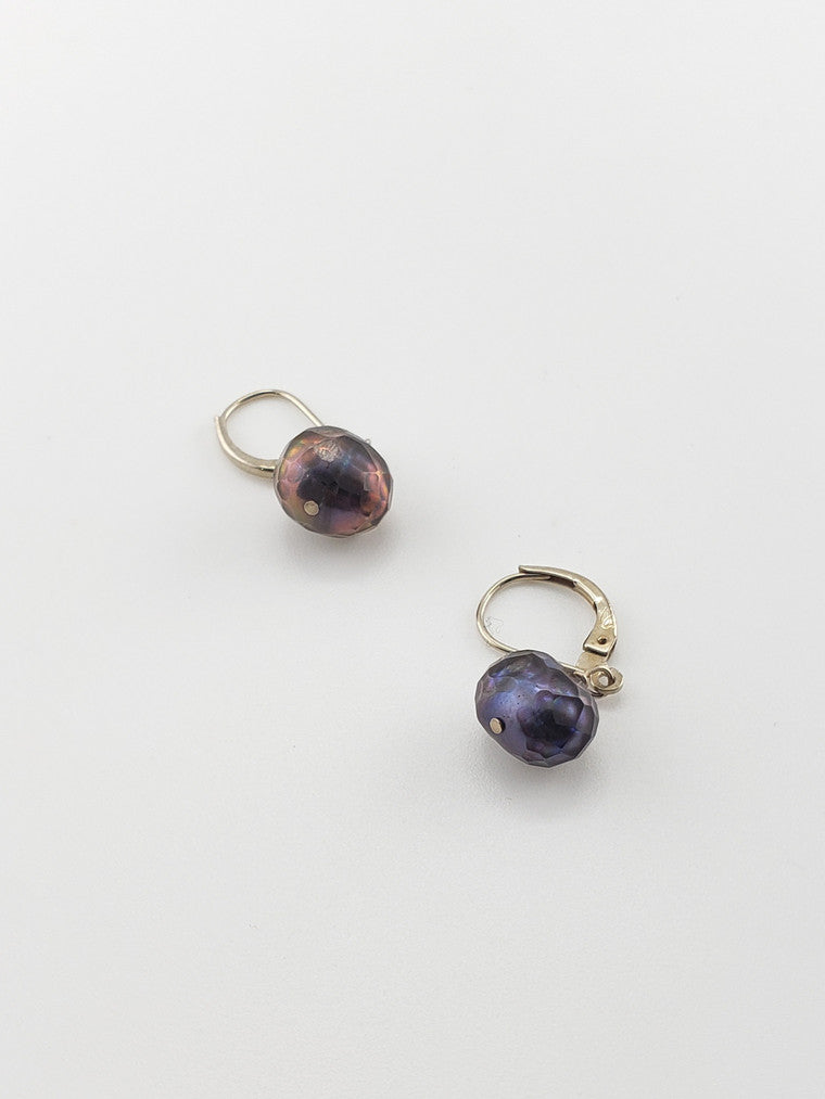 Faceted Gray Pearl Earrings