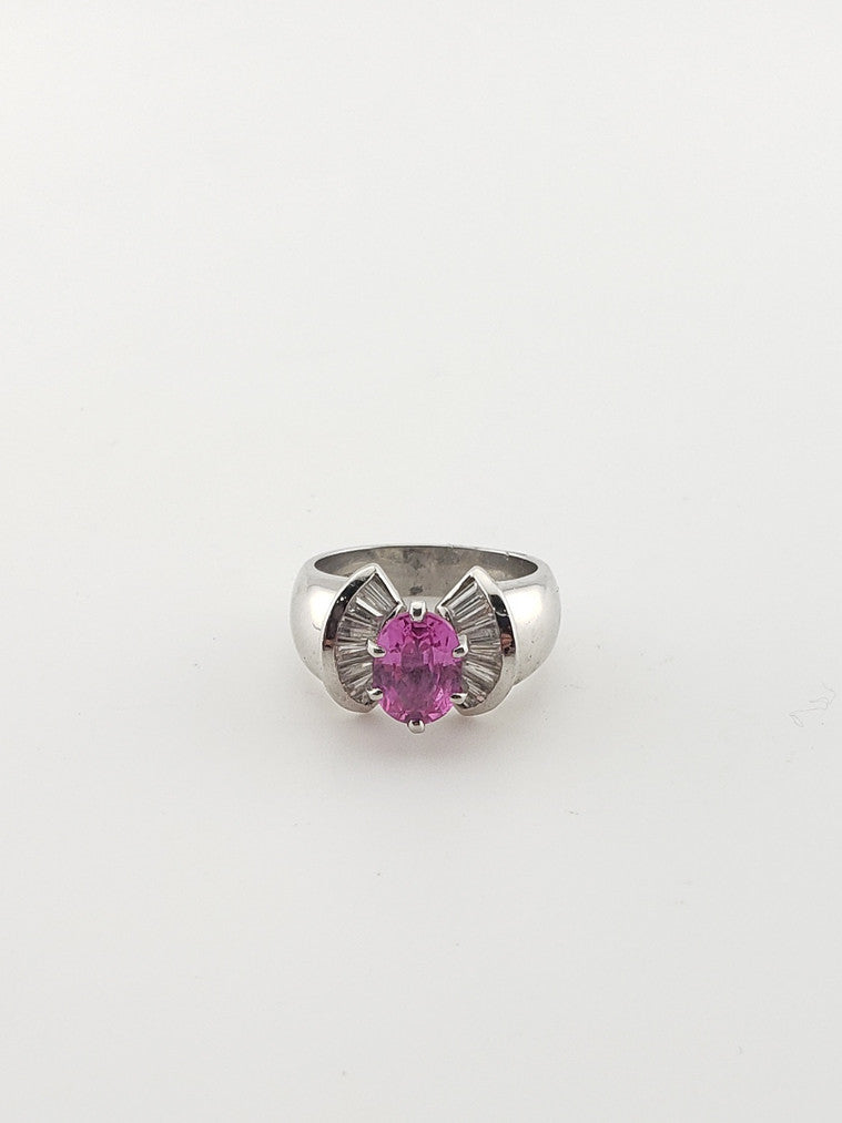 Pink Sapphire Platinum Ring