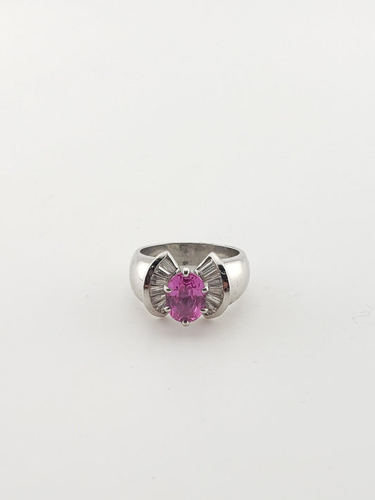 Pink Sapphire Platinum Ring