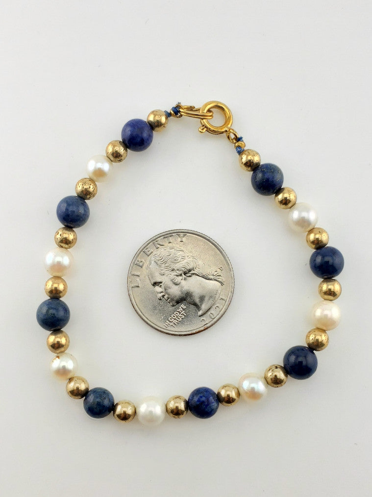 GF Lapis + Pearl Bracelet