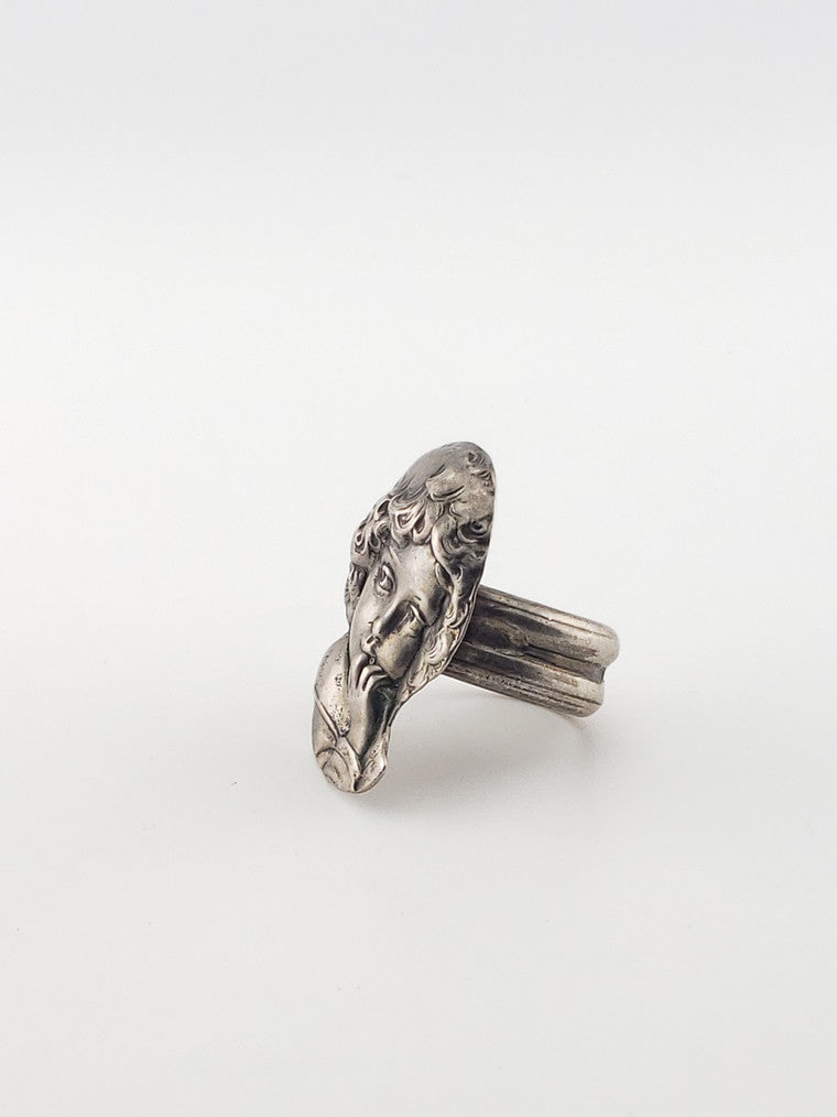 Sterling Art Nouveau Girl Ring