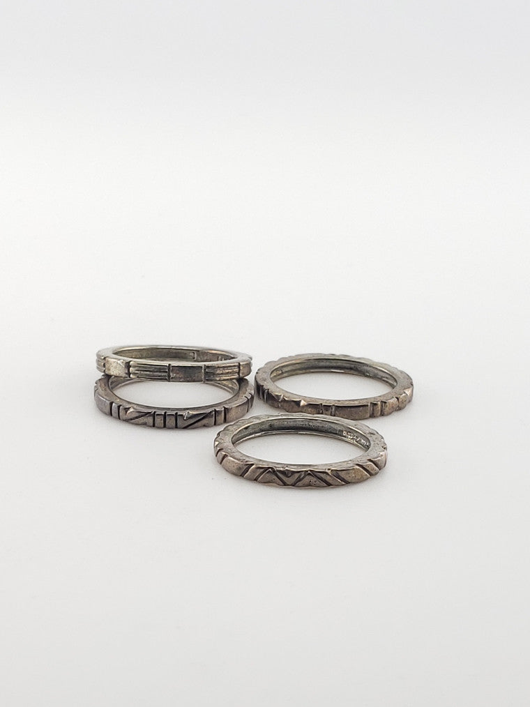 Art Deco Silver Stack Bands
