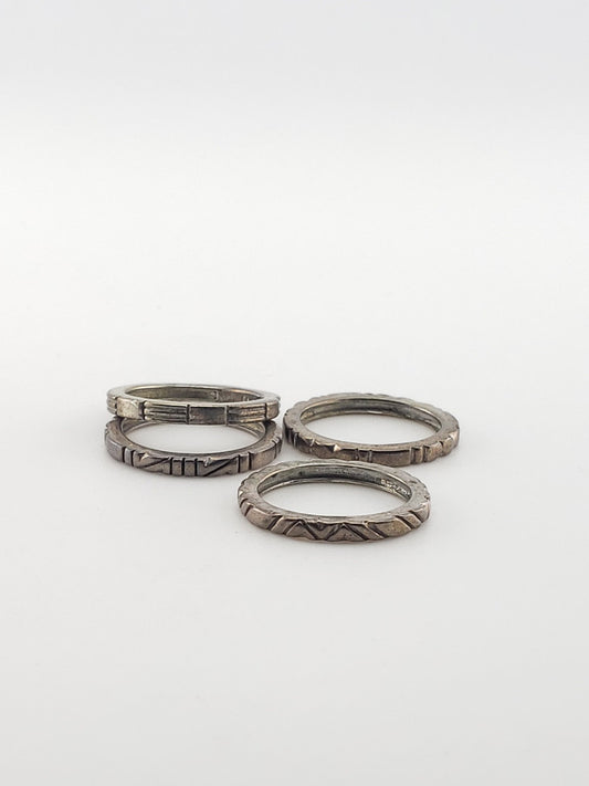 Art Deco Silver Stack Bands