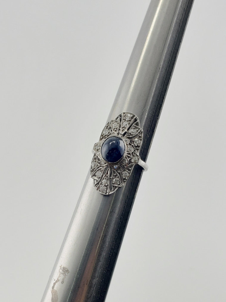 Art Deco Sapphire + Diamond Ring