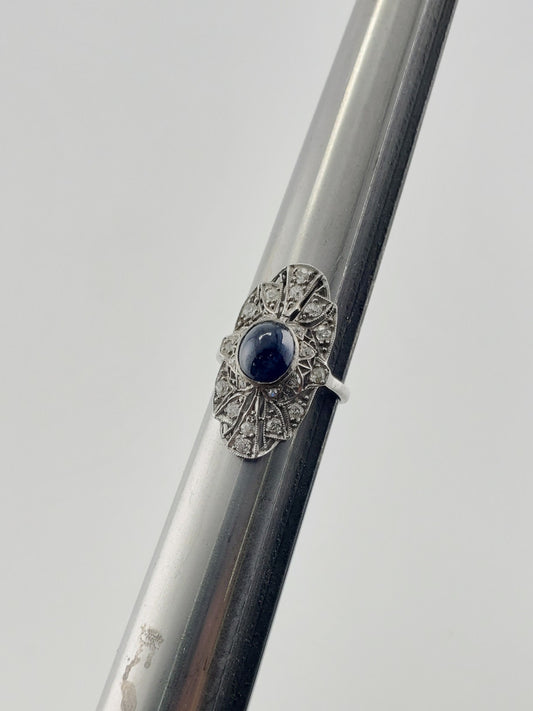Art Deco Sapphire + Diamond Ring