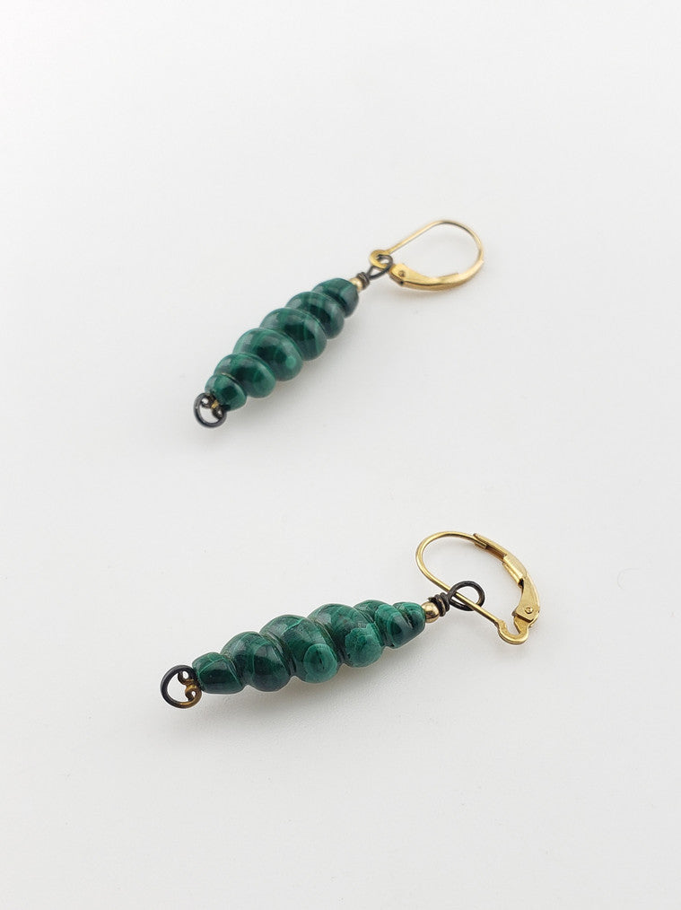 GF Malachite Twist Earrings