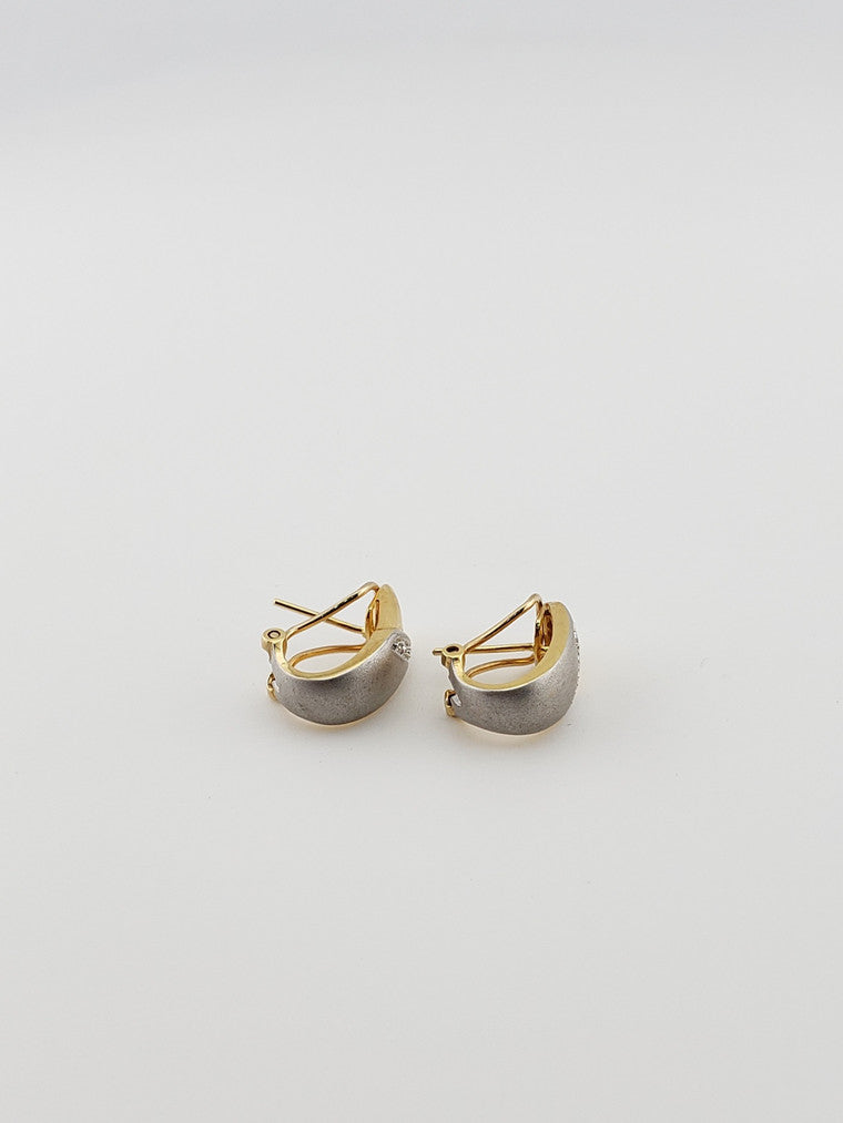 18k Two-Tone Clip Style Earrings