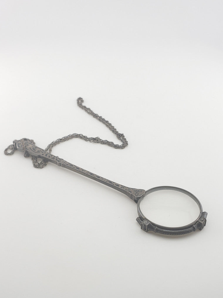 C. 1917 Silver Lorgnette Russian w/ SS Chain