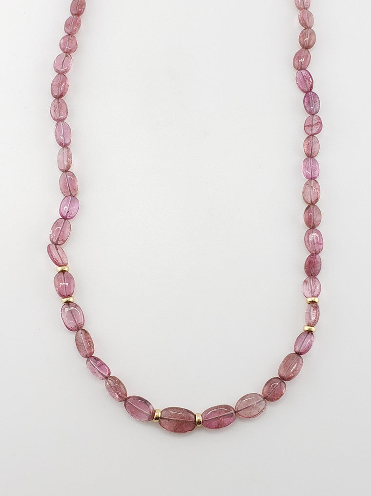 Oval Pink Tourmaline Strand 21.5"