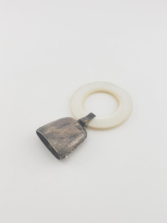 C.1900 Ding Dong Bell w/ Mother of Pearl Teething Ring