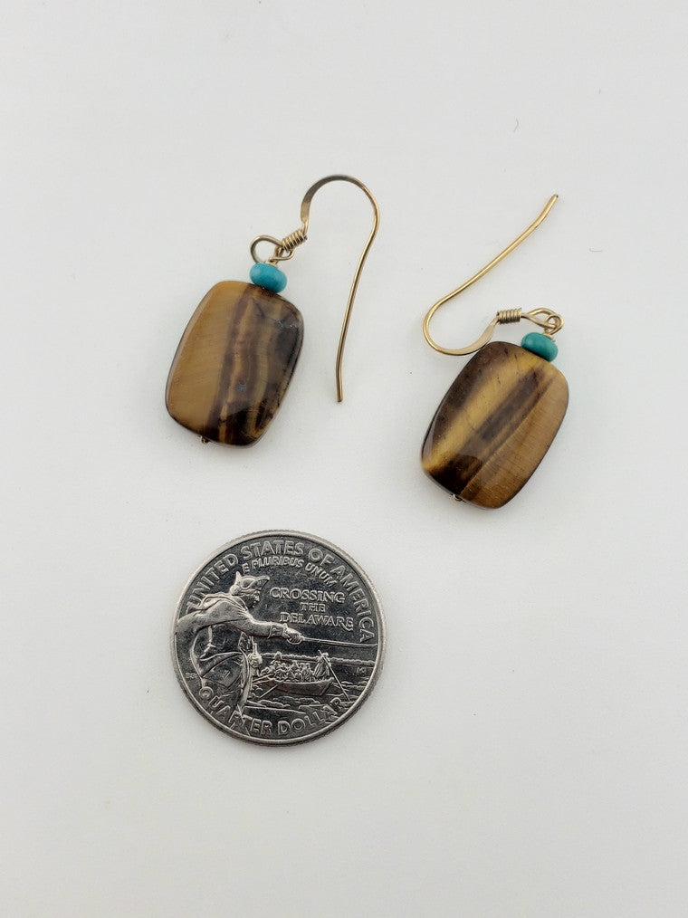 GF Rectangle Tiger Eye Earring
