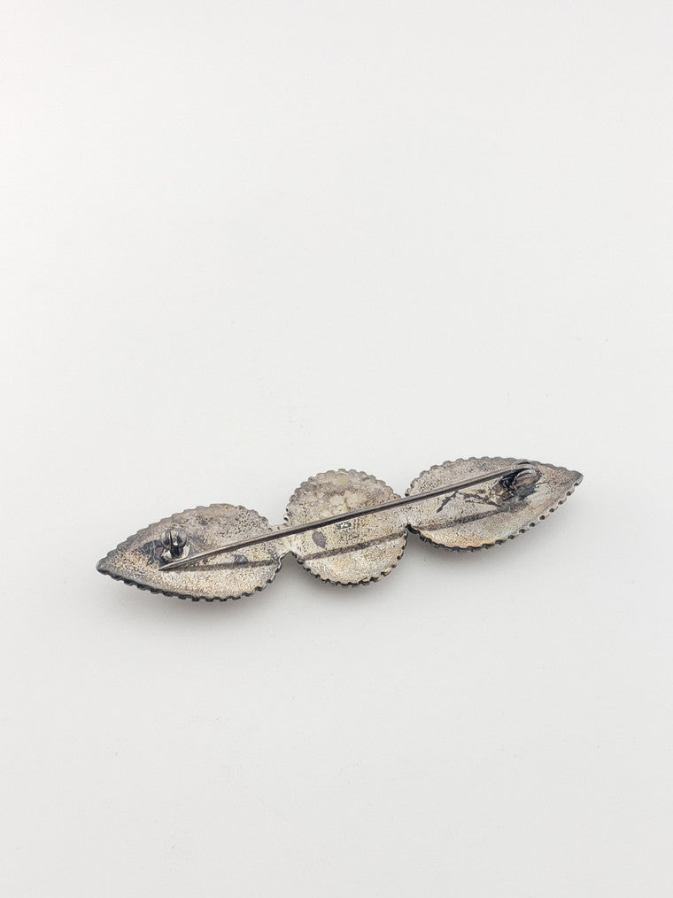 SS Vintage Black Onyx Brooch