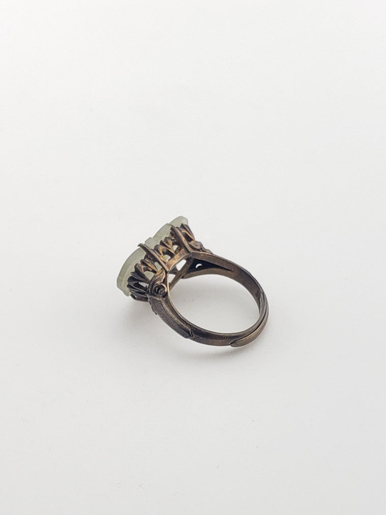 Antique Jade Bug Silver Ring