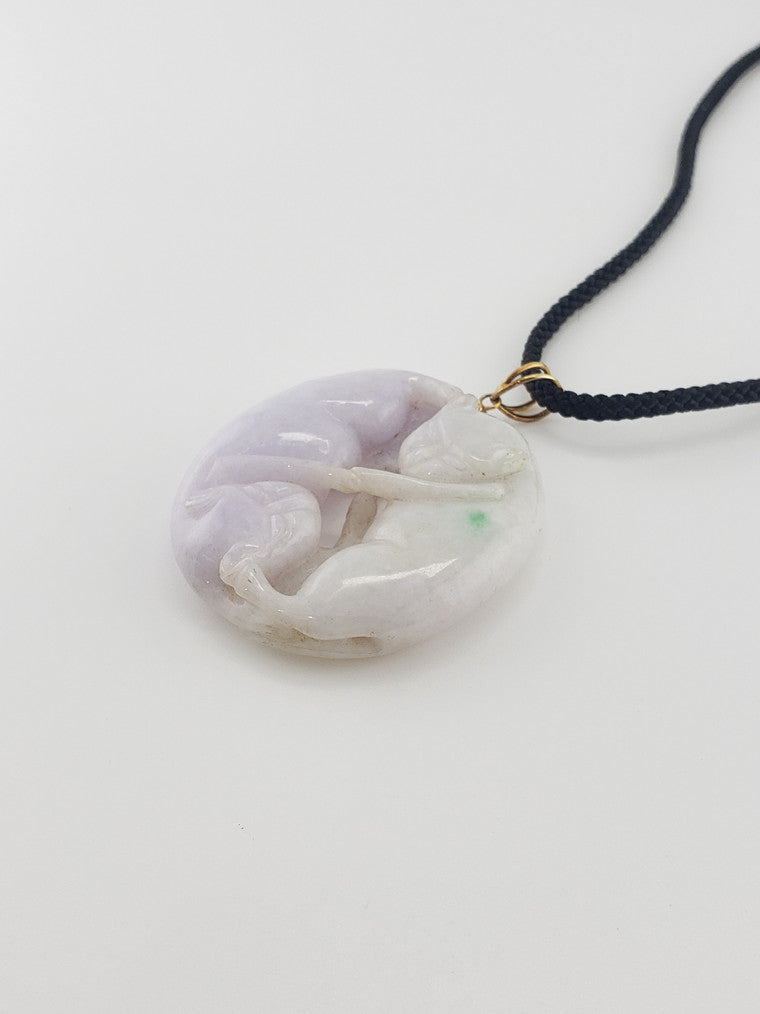 Double Cat Jade Pendant