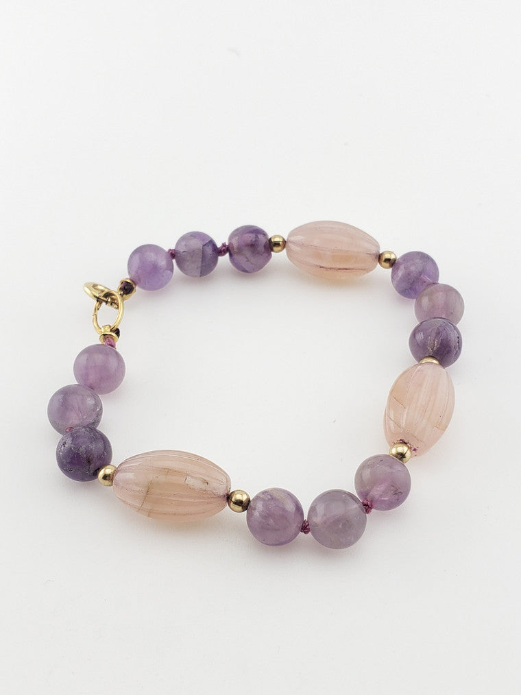 GF Rose Quartz & Purple Bead Bracelet