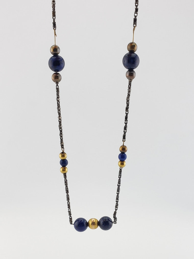 Antique Lapis Bead Necklace