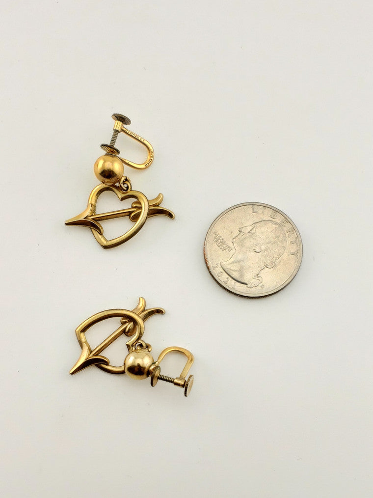 GF Screw Back Heart Earrings
