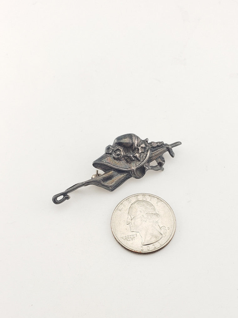SS Art Nouveau Womans Hat Pendant/Pin