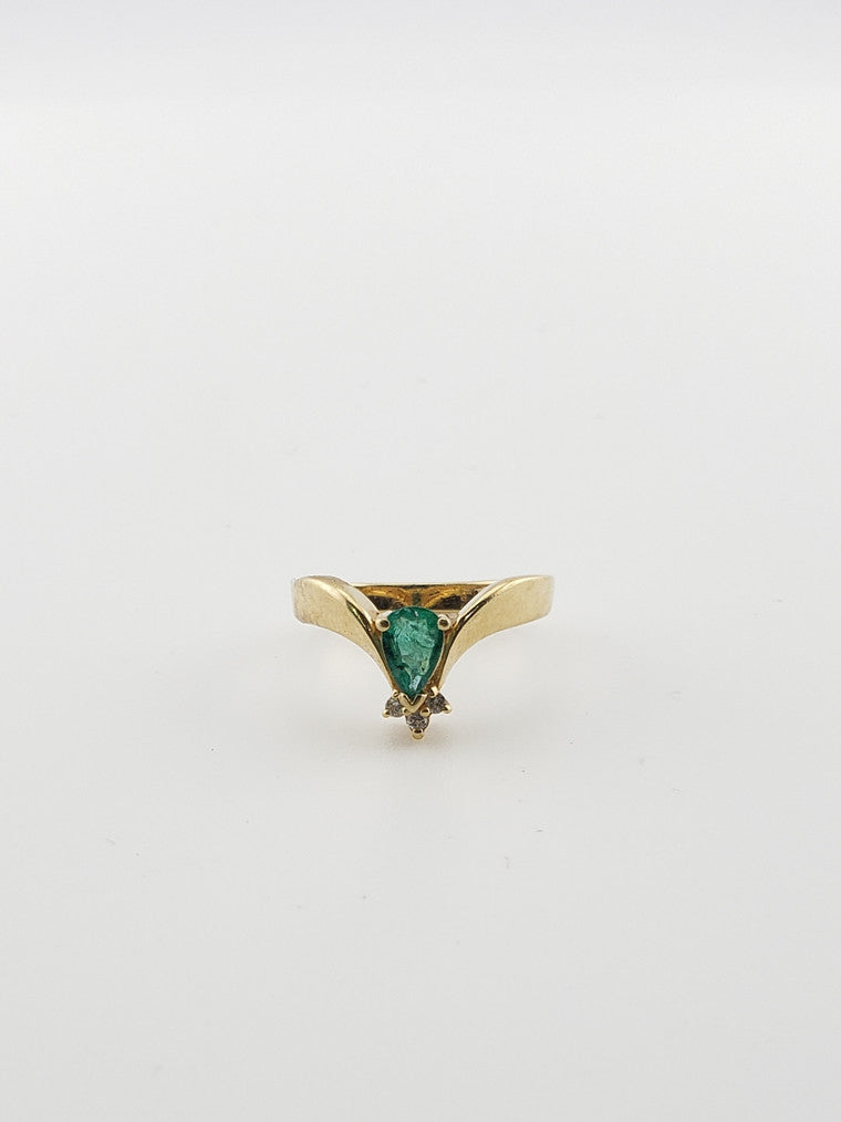 Pear Emerald Tiara Ring