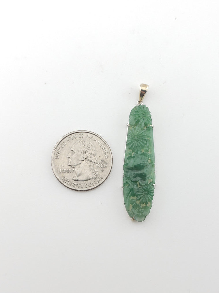 Art Deco Floral Jade Pendant