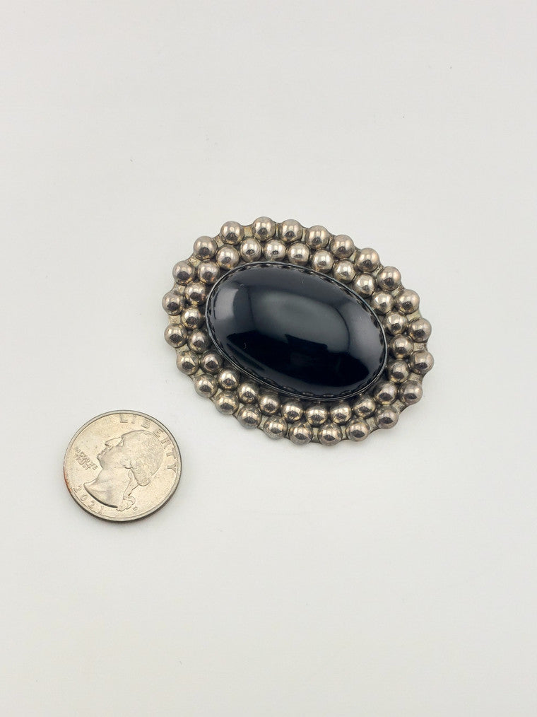 Vintage Black Onyx Brooch