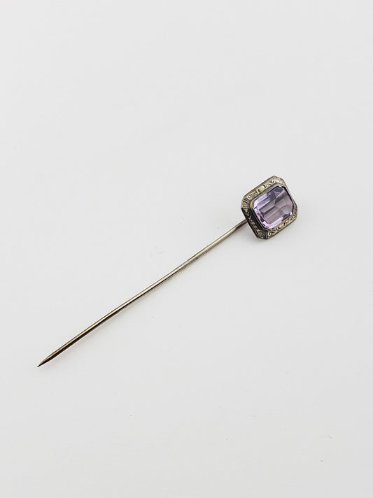 14k WG Amethyst Stickpin