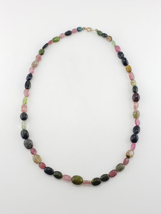 Watermelon Tourmaline Bead Necklace