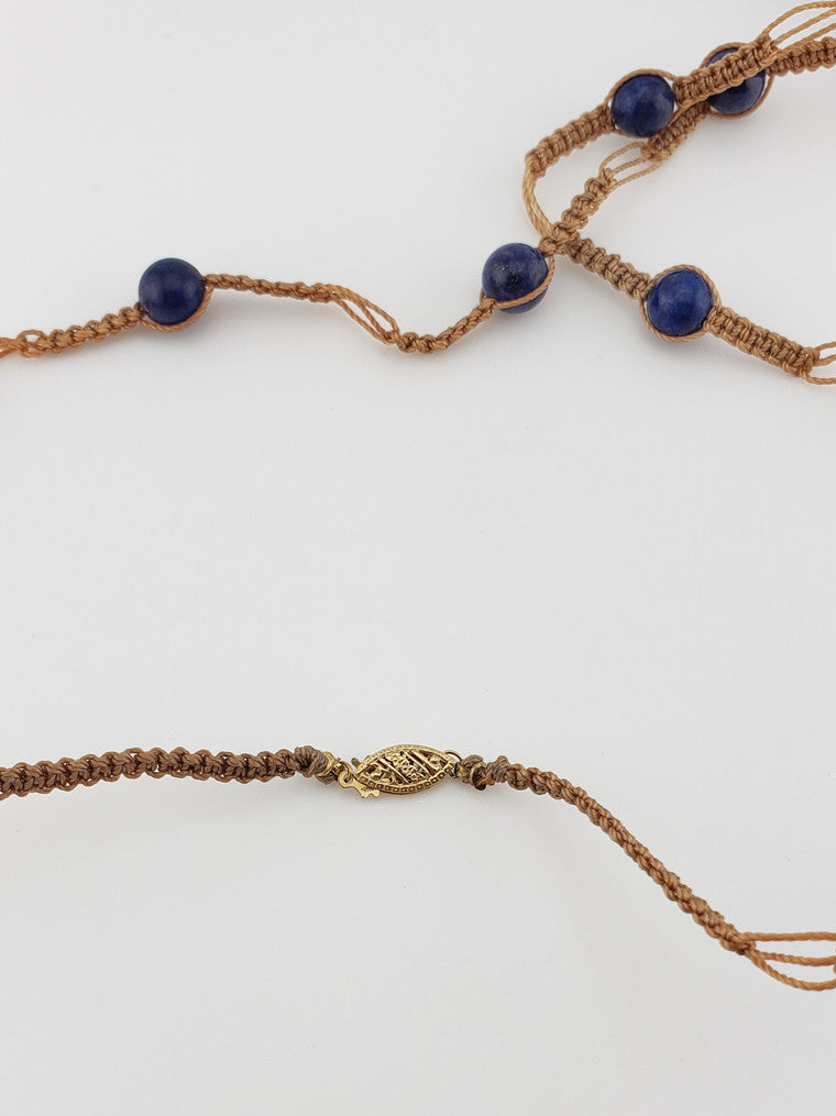 Macrame Lapis Pendant Necklace