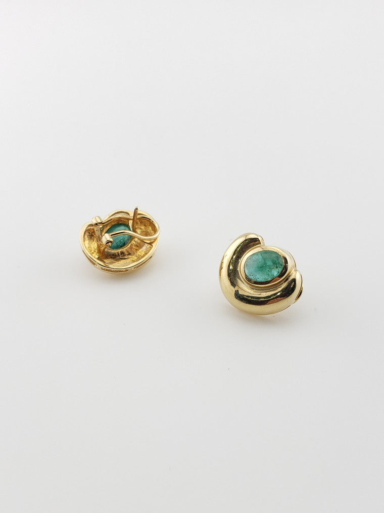Emerald Cabochon Earrings