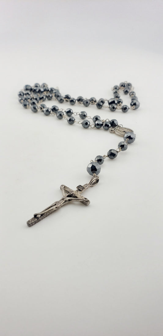 Silver Hematite Rosary