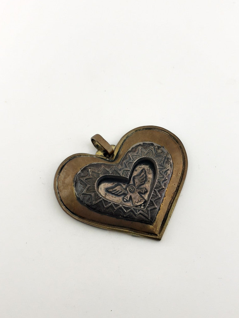 Brass & Silver Heart Pendant