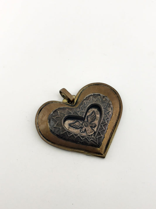Brass & Silver Heart Pendant