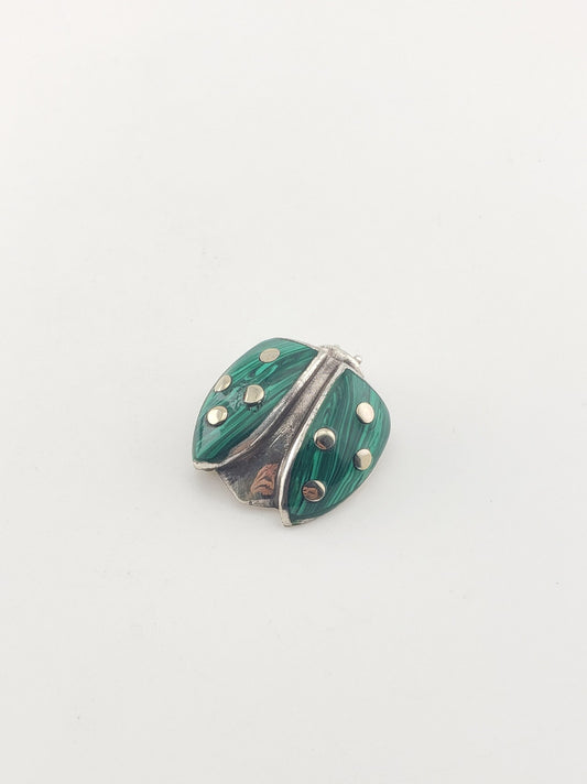 Malachite Ladybug Pin