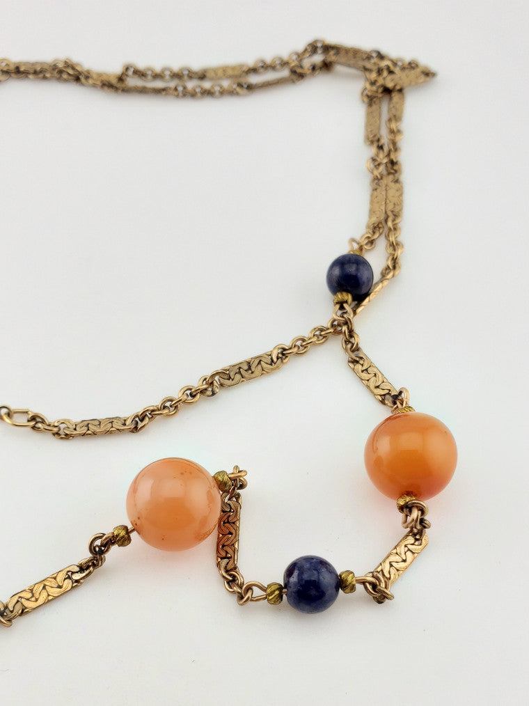 GF Lapis + Carnelian Bead Necklace