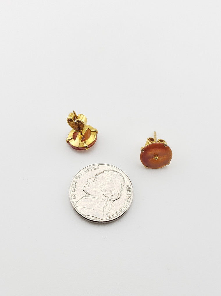 Red Jade Button Studs
