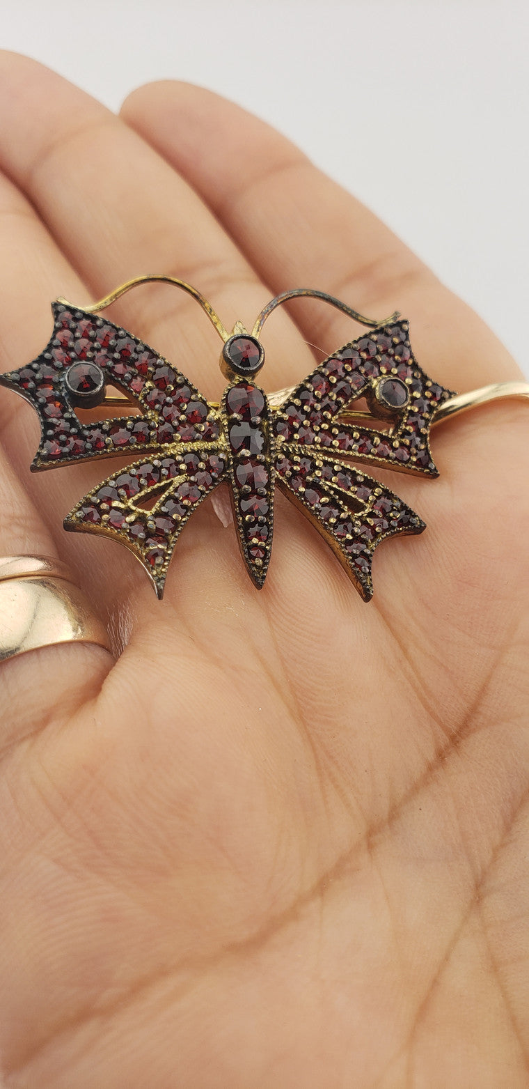 Garnet Vermeil Butterfly Pin
