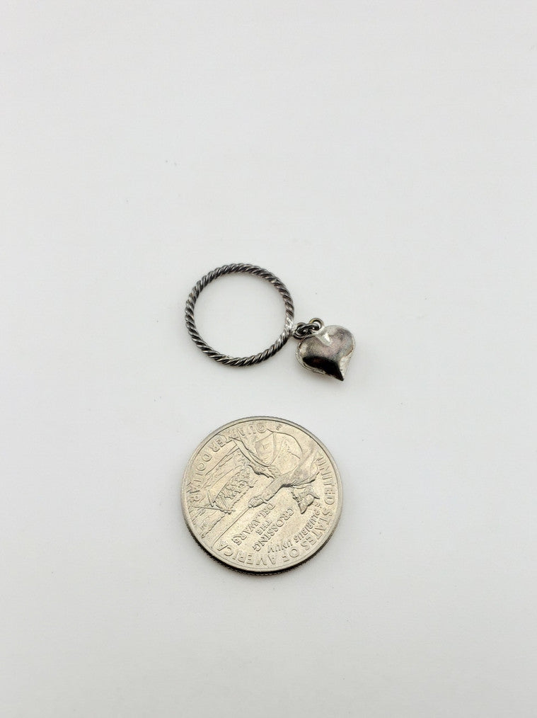 Silver Twisted Heart Charm Ring