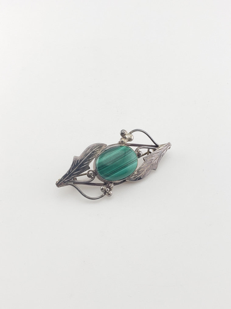 Malachite Leaf Brooch