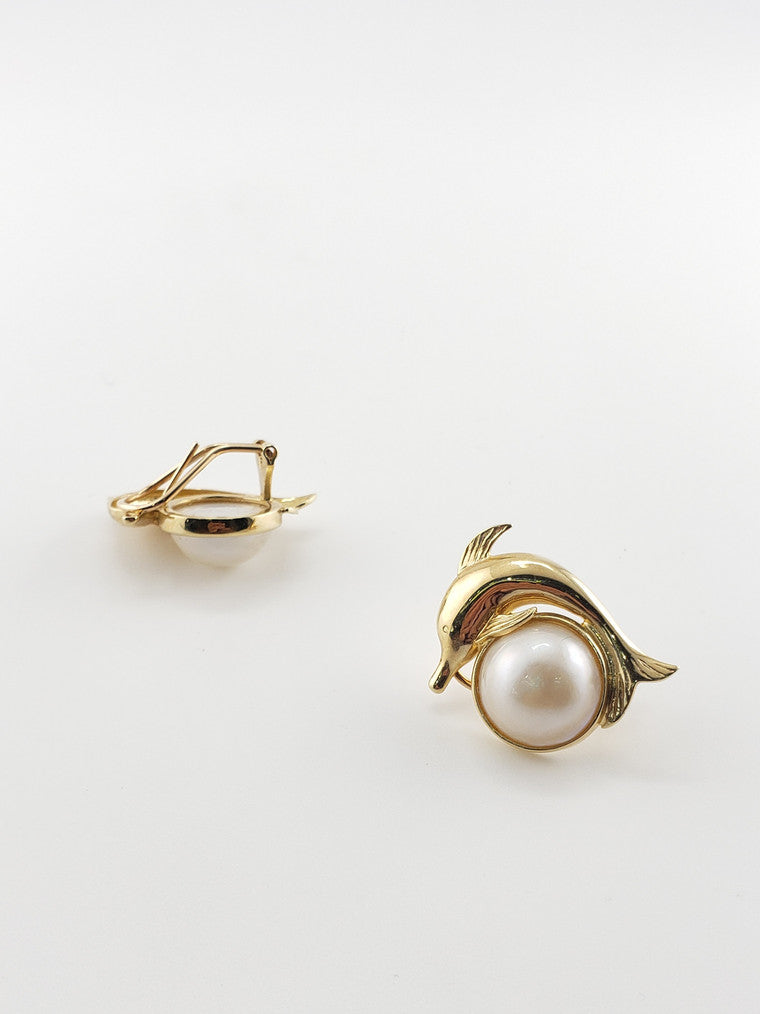 Dolphin & Pearl Earrings