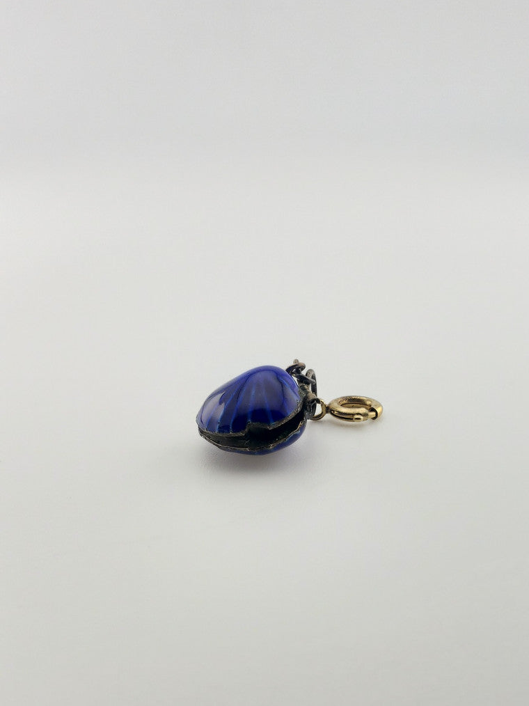 GF & SS Vintage Cobalt Blue Clam Shell Charm