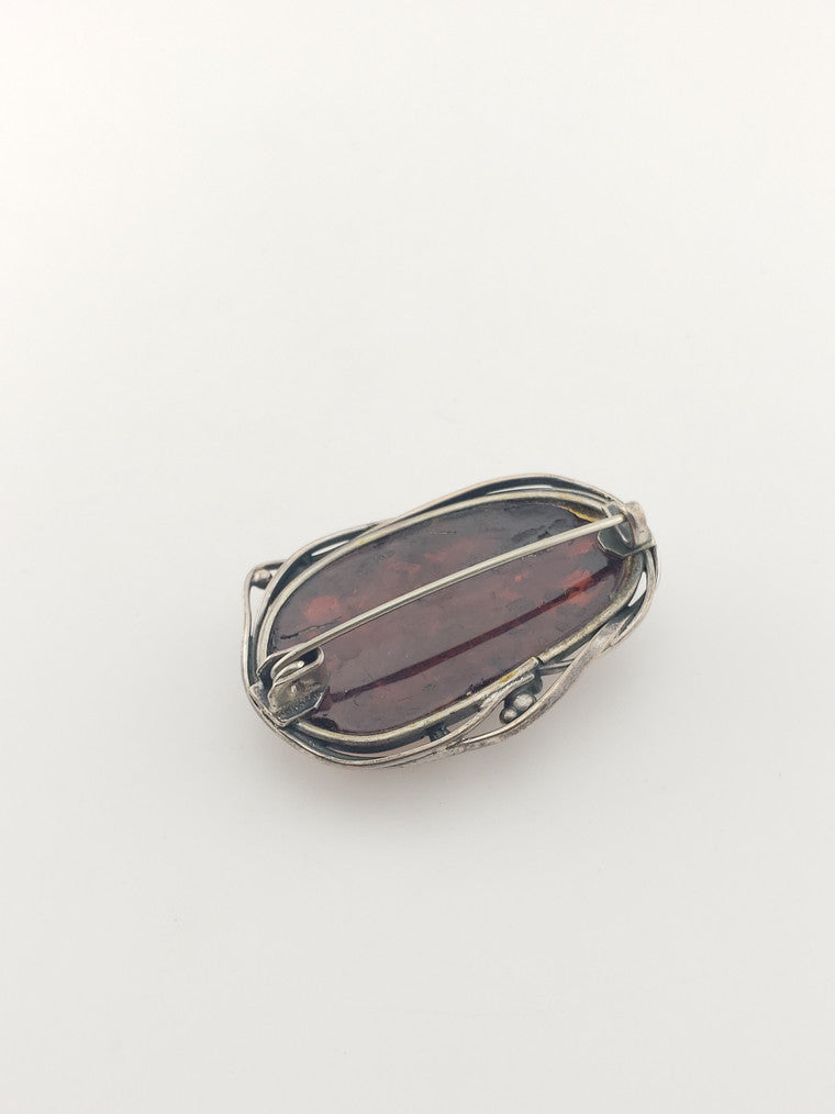 Russian Natural Amber Brooch